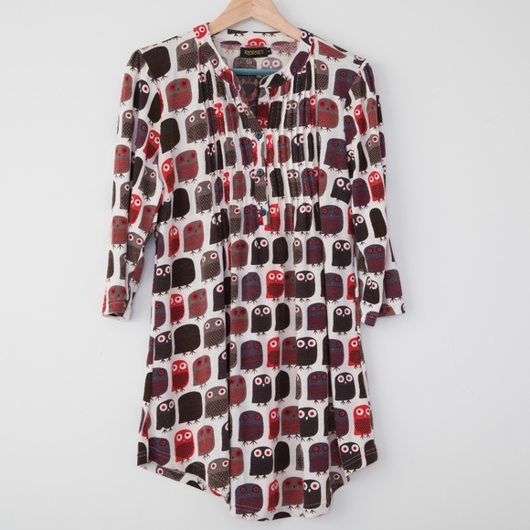 Reborn Owl Print Tunic Blouse - Picture 1 of 12